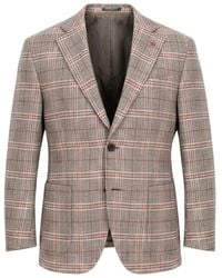 Isaia - Check-Pattern Notched-Lapels Blazer - Lyst