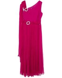 Nissa - Pleated-Skirt Silk Maxi Dress - Lyst