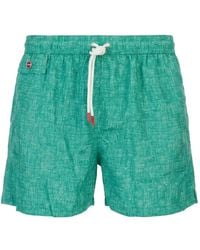 Kiton - Crosshatch-Texture Drawstring Swim Shorts - Lyst