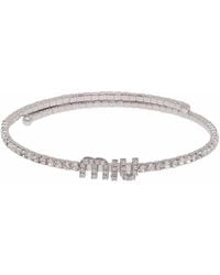 Miu Miu - Crystal-Embellished Logo Necklace - Lyst