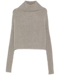 Rick Owens - High-Neck Ribbed-Sleeve Sweater - Lyst
