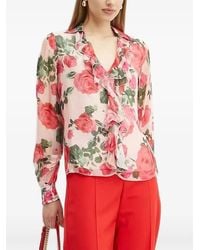 Guess - Rose-Print Ruffled Blouse - Lyst
