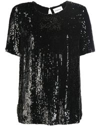 P.A.R.O.S.H. - Haut Brodé De Sequins À Manches Courtes - Lyst