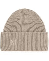 Max Mara - Ribbed Wool Beanie Hat With Jacquard Logo And Cuff - Lyst