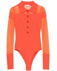 Patrizia Pepe - Sheer-Panelled Knit Polo-Shirt - Lyst