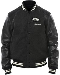 DIESEL - Veste Bomber À Manches En Cuir - Lyst