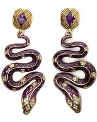 Roberto Cavalli - Snake-Motif Crystal-Embellished Earrings - Lyst