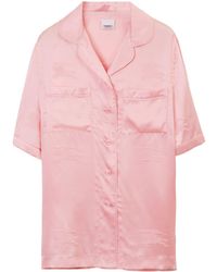 Burberry - Ekd Logo Silk Pajama Shirt - Lyst