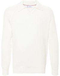 Brunello Cucinelli - Ribbed-knit Cotton Polo Shirt - Lyst