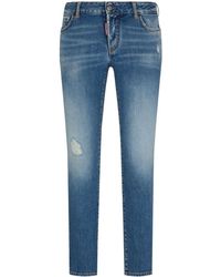 DSquared² - Logo-patch Cotton-blend Tapered Jeans - Lyst