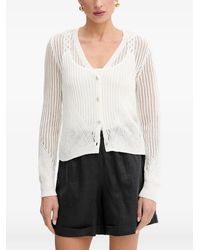 Morgan - Pointelle-Knit Button-Up Cardigan - Lyst