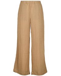 120% Lino - Pantalon Palazzo À Design Plissé - Lyst