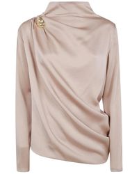 Fabiana Filippi - Satin Draped Blouse With Jewel Detail - Lyst