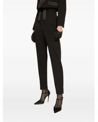 Dolce & Gabbana - High-Waisted Satin Trim Slim Cut Trousers - Lyst