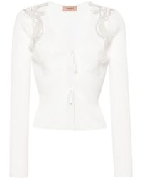 Twinset - Cardigan En Dentelle À Détail De Laçage - Lyst