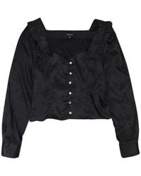 CALLIPYGIAN - Floral-Jacquard Ruffled Blouse - Lyst