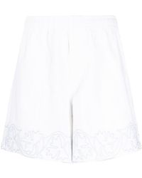Bode - Floral-embroidered Cotton Shorts - Lyst
