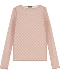 Gucci - GG-embroidered Tulle Blouse - Lyst