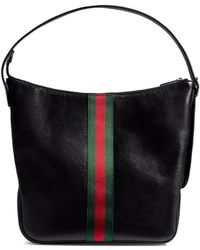 Gucci - Web-Stripe Leather Tote Bag - Lyst