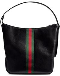 Gucci - Web-Stripe Leather Tote Bag - Lyst