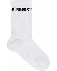 Burberry Intarsien-Socken mit Logo - Weiß