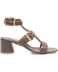 Casadei - Geflochtene Sandalen mit Blockabsatz 50mm - Lyst