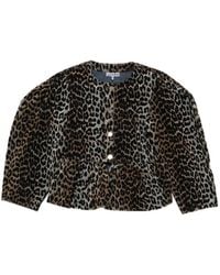 Ganni - Animal-Print Fitted Jacket - Lyst