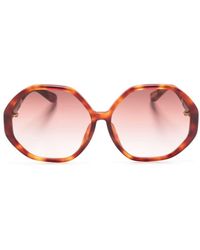 Linda Farrow - Paloma Hexagonal-frame Tortoiseshell-effect Sunglasses - Lyst