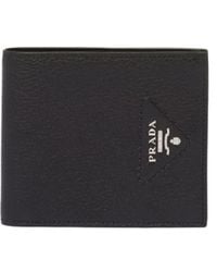 Prada - Logo-Plaque Bi-Fold Wallet - Lyst