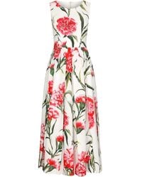 Dolce & Gabbana Midi-jurk Met Bloemenprint - Wit