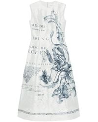 Erdem - Floral-Print Crinkled-Satin Midi Dress - Lyst