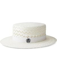 Maison Michel - Interwoven Design Straw Fedora - Lyst