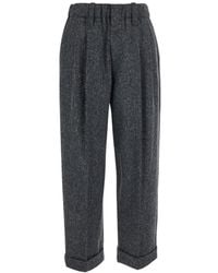 Brunello Cucinelli - Pleated Turn-Up Trousers - Lyst