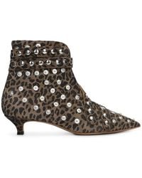 Alchimia - Leopard-Print Studded Ankle Boots - Lyst