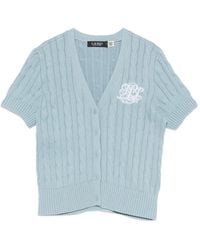 Ralph Lauren - Cable-Knit Logo-Embroidered Cardigan - Lyst