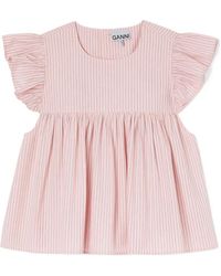 Ganni - Frill Sleeve Top - Lyst