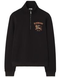 Burberry - Sweat En Coton À Col Zippé Knight Check - Lyst