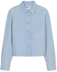 Closed - Denim Blouse Met Borduurwerk - Lyst