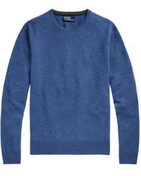Polo Ralph Lauren - Crewneck Sweater With Ribbed Cuffs And Subtle Embroidery - Lyst