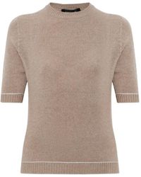 Fabiana Filippi - Contrast-Trim Short-Sleeve Sweater - Lyst