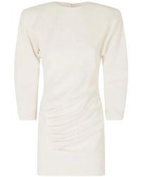 ANDAMANE - Ruched Shoulder-Pad Mini Dress - Lyst