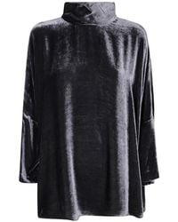 Gentry Portofino - Velvet-Effect High-Neck Top - Lyst
