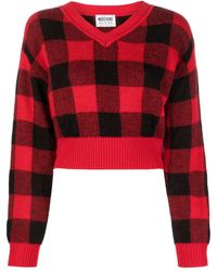 Moschino Jeans - Check-pattern Wool-blend Jumper - Lyst