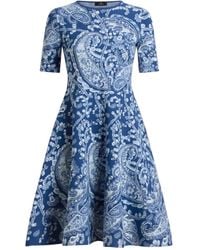 Etro - Jacquard Knee-Length Dress With Floral Paisley Motif - Lyst