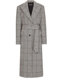 Dolce & Gabbana - Houndstooth Wool Coat with Belt - Lyst