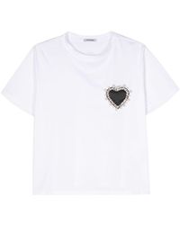 Parlor - Heart-appliqué Cotton T-shirt - Lyst