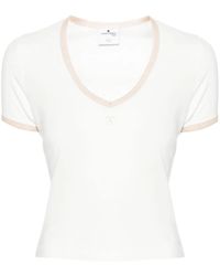 Courreges - T-Shirt En Coton À Logo Brodé - Lyst