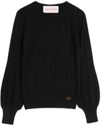 Valentino Garavani - V-Logo Cable-Knit Jumper - Lyst