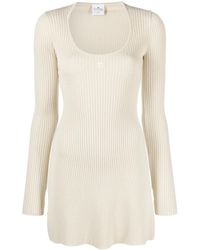 Courreges - Neutral Ribbed-knit Mini Dress - Women's - Viscose/polyester - Lyst