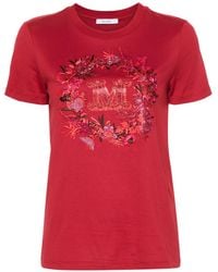Max Mara - T-Shirt With Floral Embroidery - Lyst
